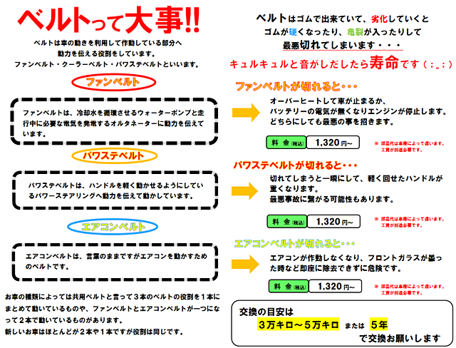 各ベルト交換 新和自動車 車検 一般整備 オイル交換 ザーレンガイアオイル 兵庫県 たつの市 新宮町